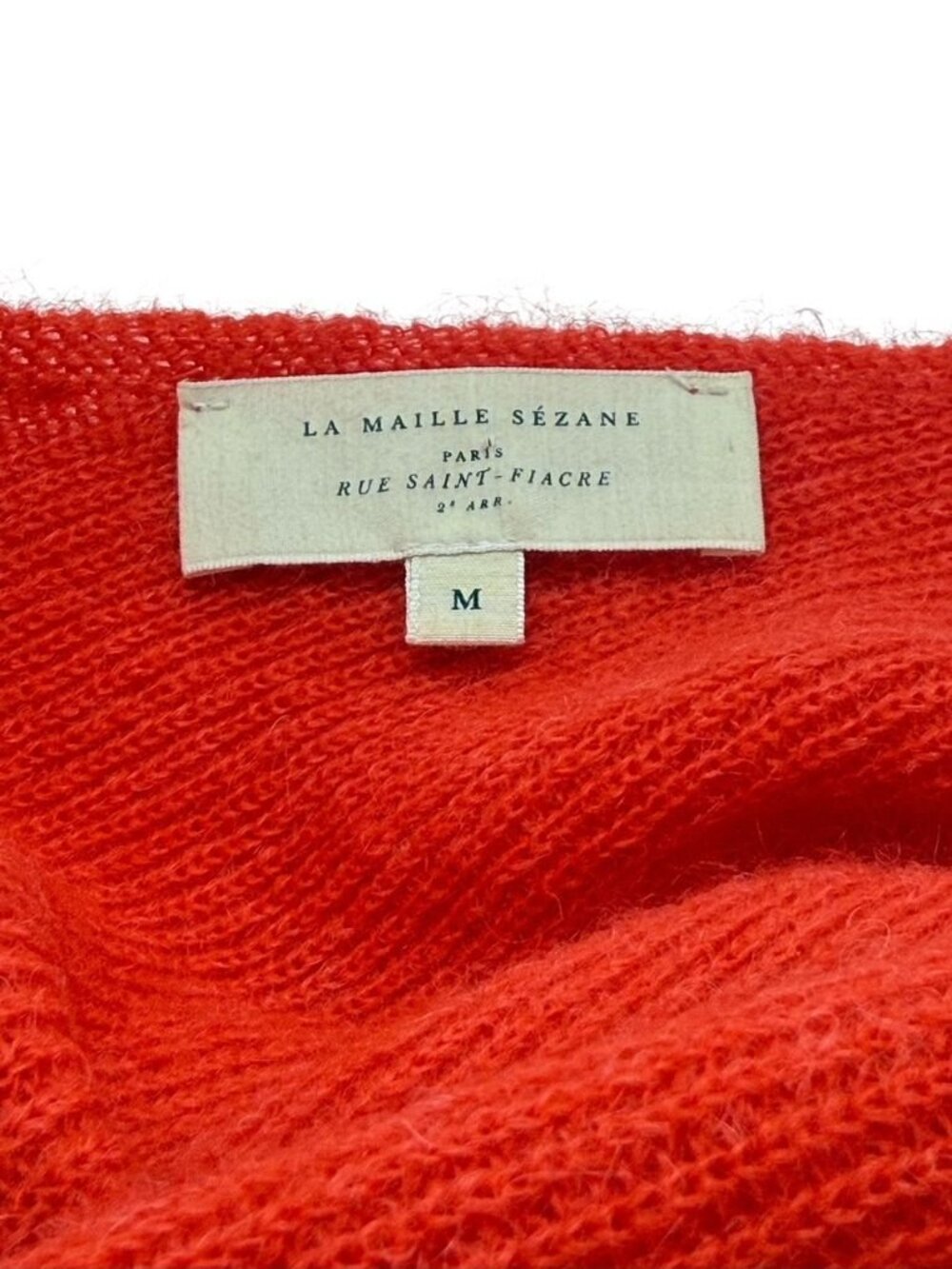 Sezane Barry Cardigan Sweater Jumper Red Reversible Mohair Alpaca FLAW Size M - Picture 9 of 14